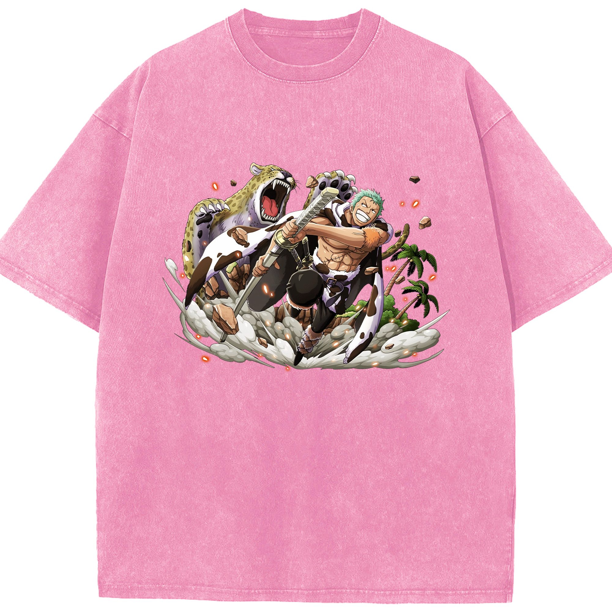 ワンピース ロロノア・ゾロ ONE PIECE Roronoa Zoro 綿100% ヴィンテージ風 半袖Tシャツ（フロントプリント）